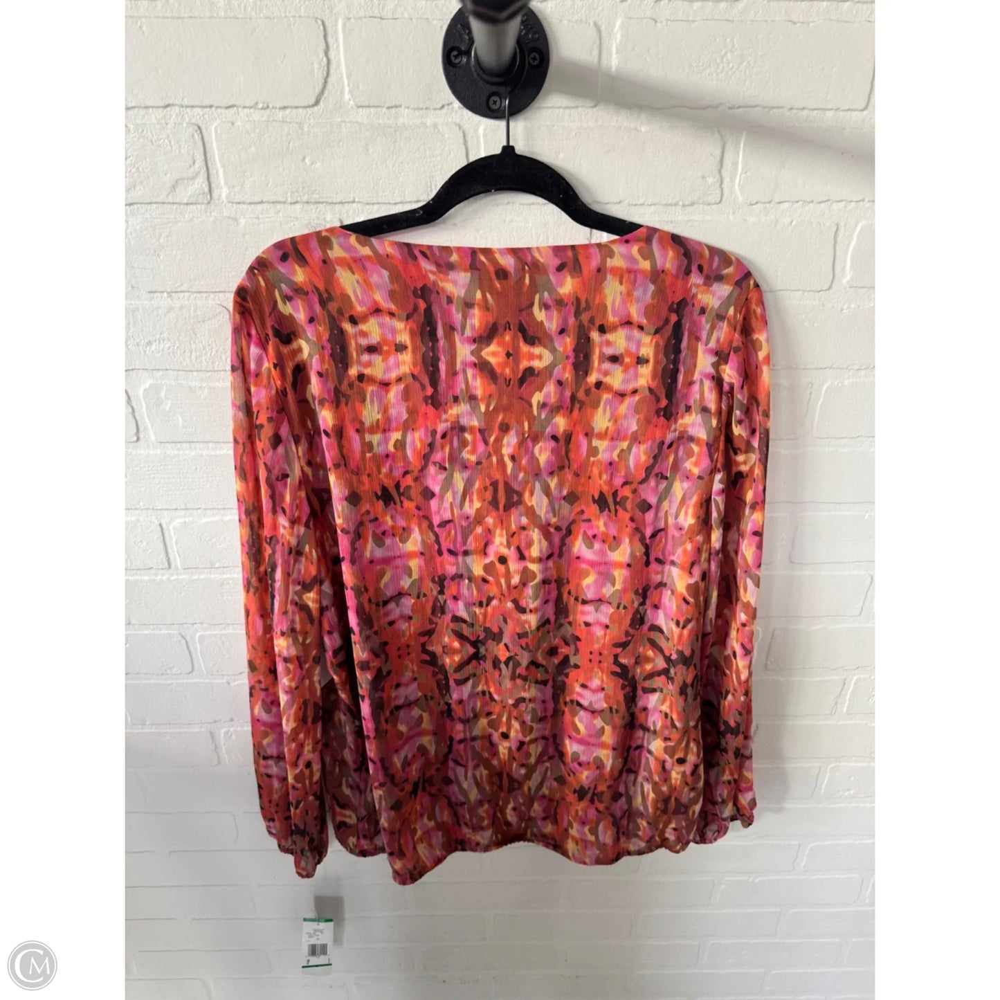 Blouse Long Sleeve By Anne Klein In Orange & Pink, Size: L