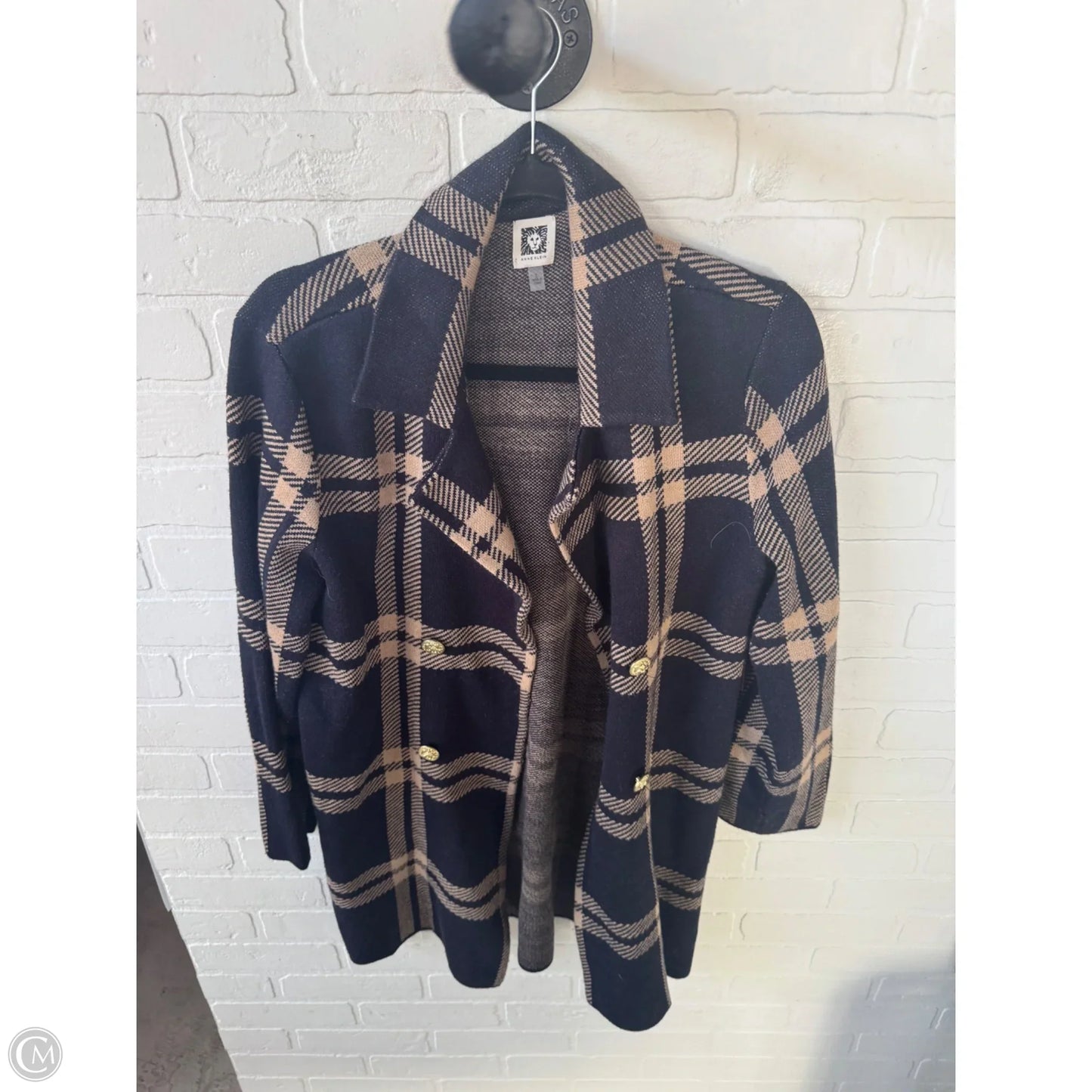 Blazer By Anne Klein In Black & Tan, Size: L