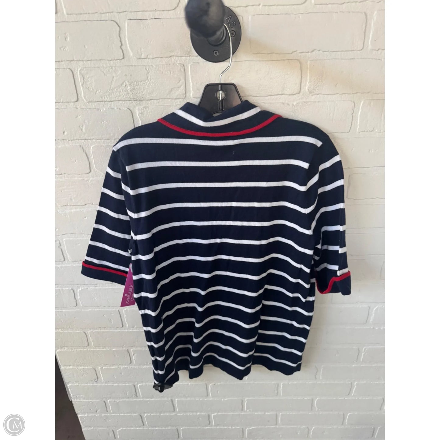 Sweater Cardigan By Jones New York In Blue & Red & White, Size: Xl