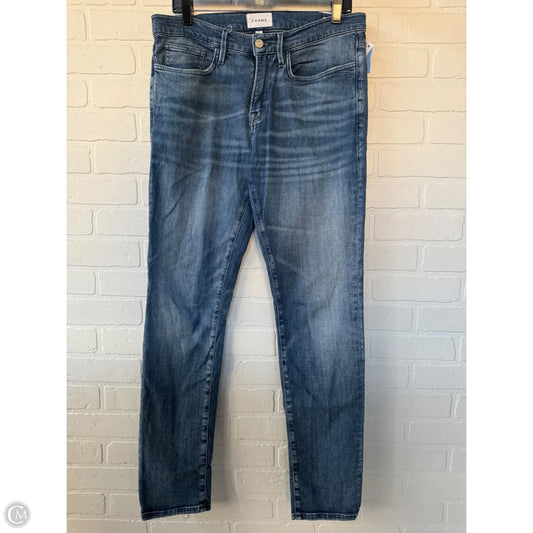 Jeans Skinny By Frame In Blue Denim, Size: 12