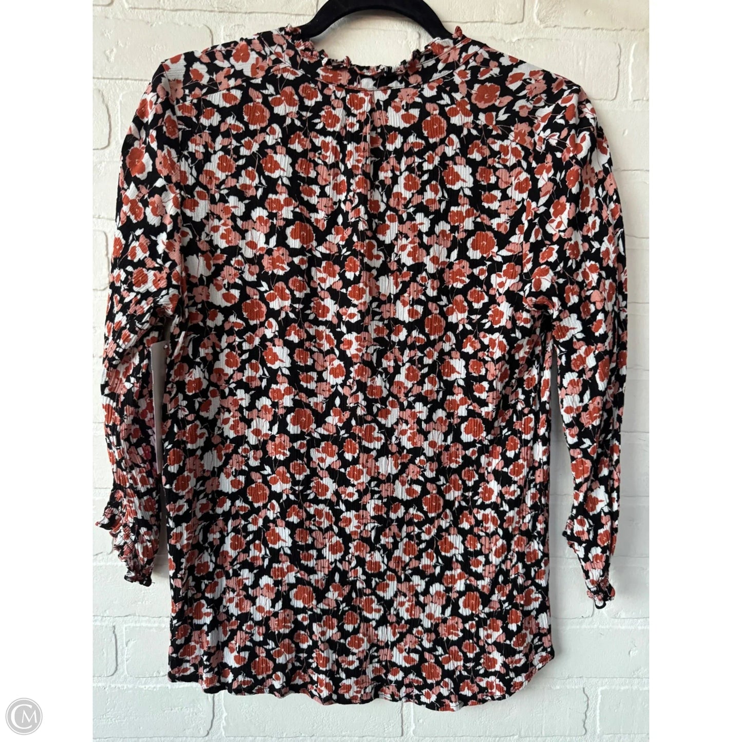Top 3/4 Sleeve By Clothes Mentor In Black & Orange, Size: M