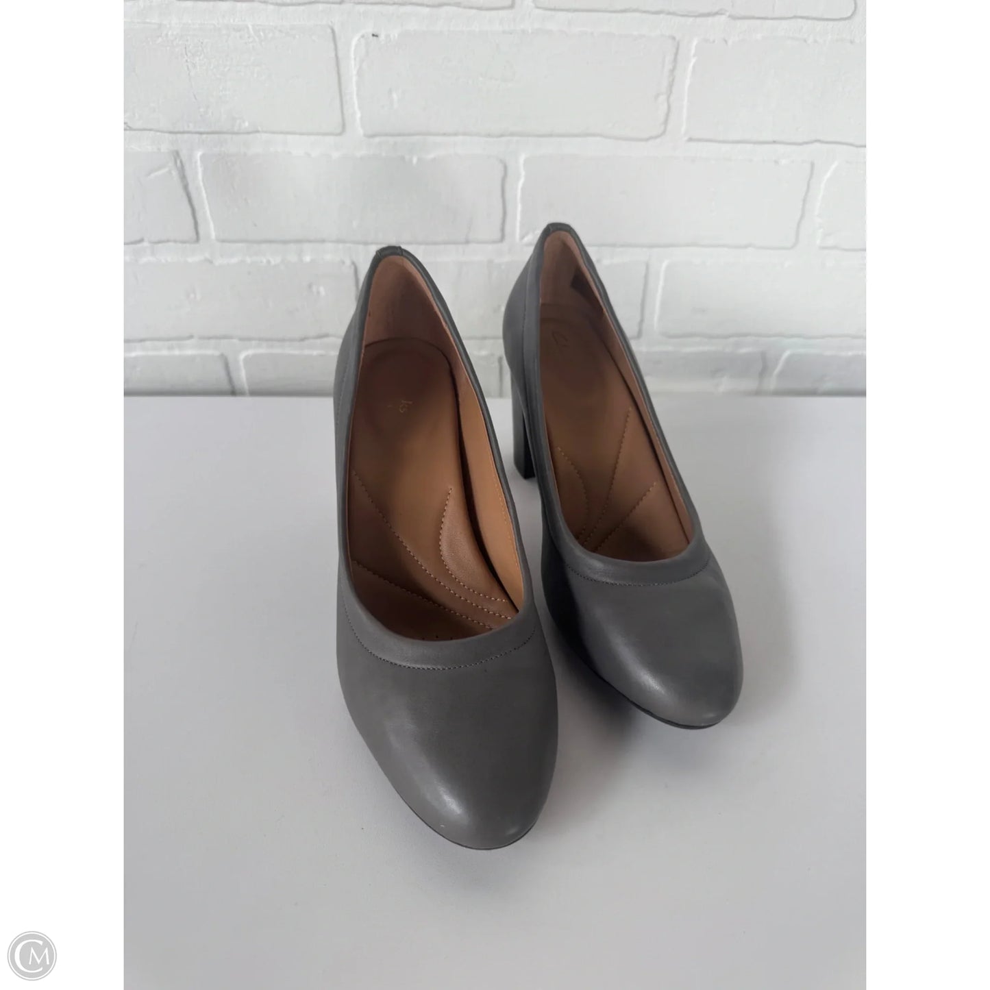 Shoes Heels Block By Clarks In Grey, Size: 6.5