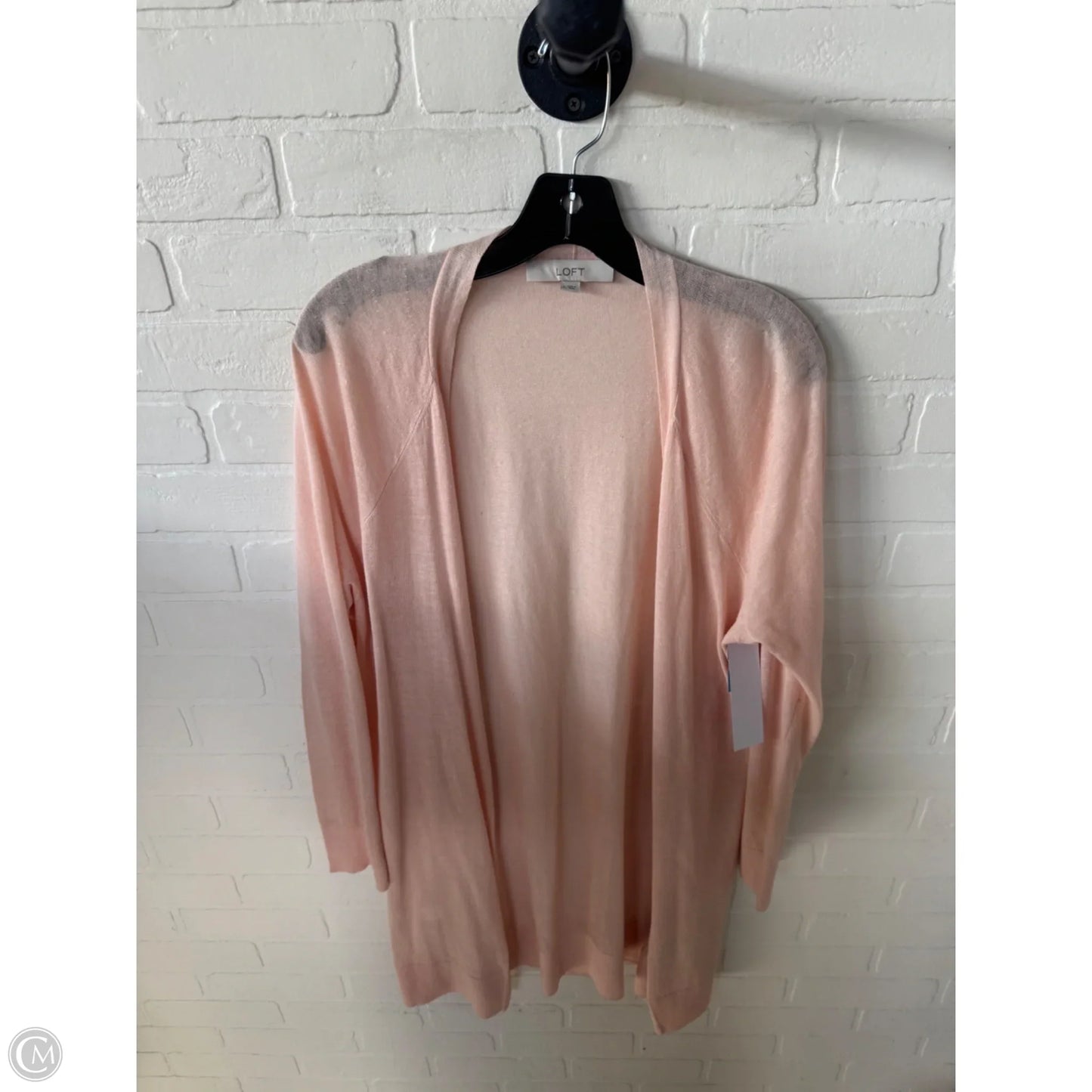 Sweater Cardigan By Loft In Peach, Size: L