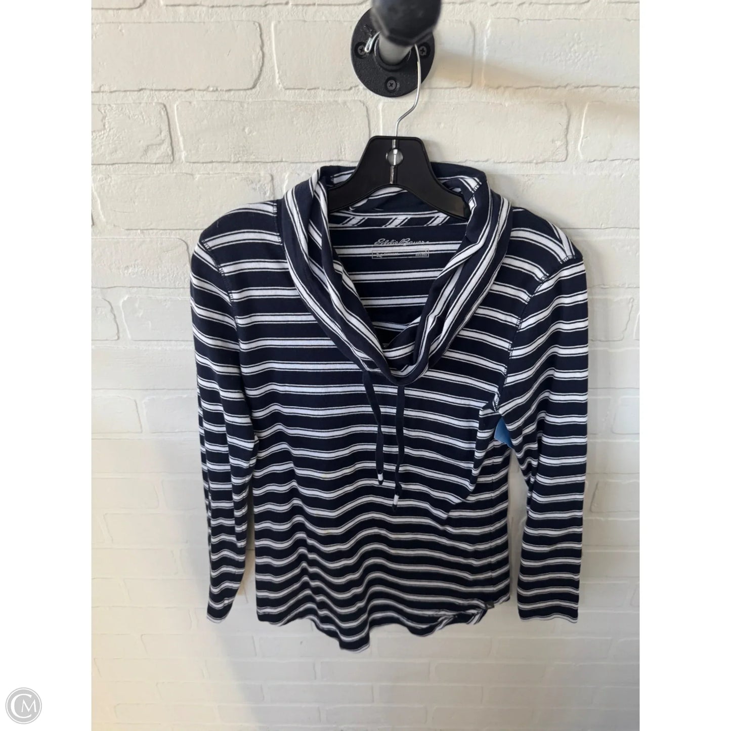 Top Long Sleeve By Eddie Bauer In Blue & White, Size: S