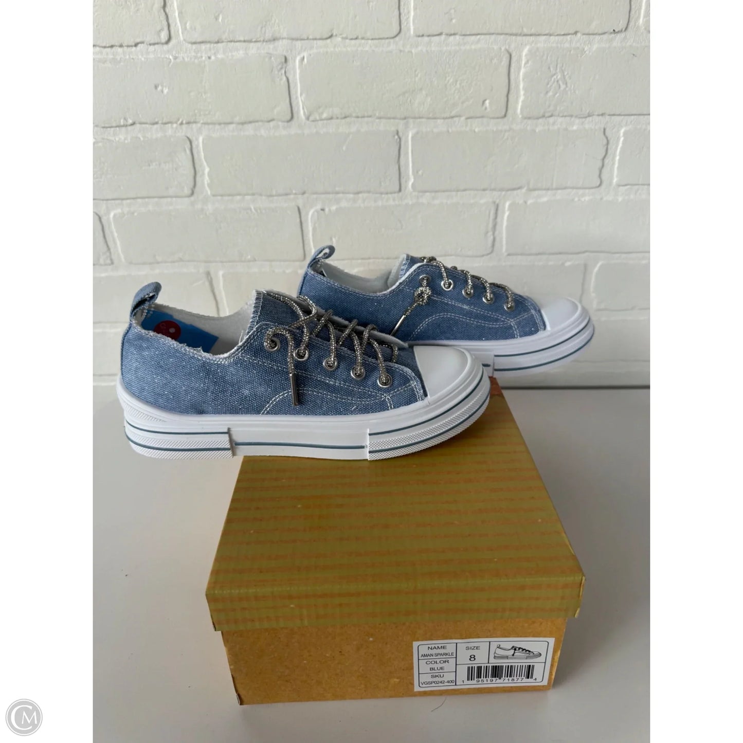 Shoes Sneakers By Very G In Blue & White, Size: 8