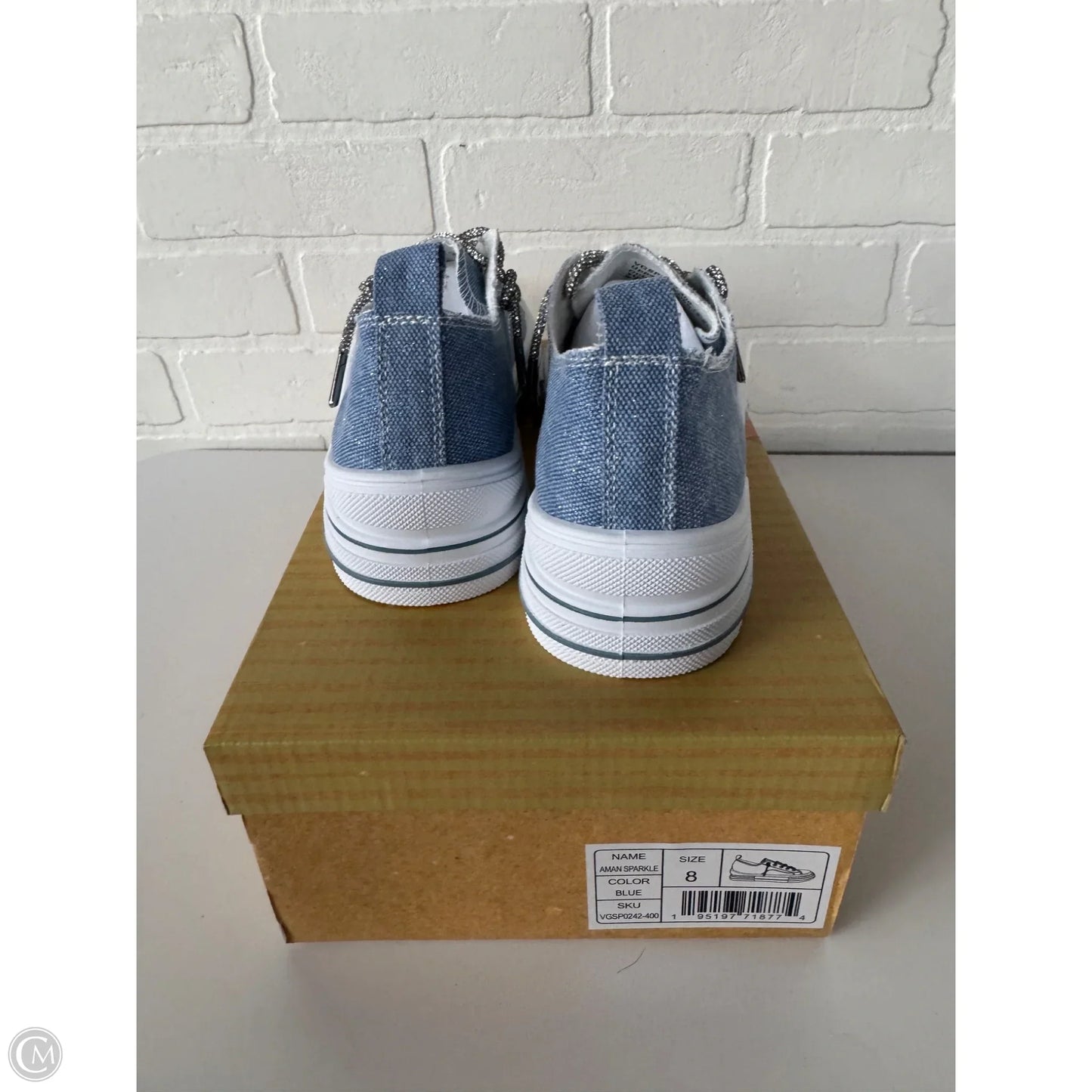 Shoes Sneakers By Very G In Blue & White, Size: 8