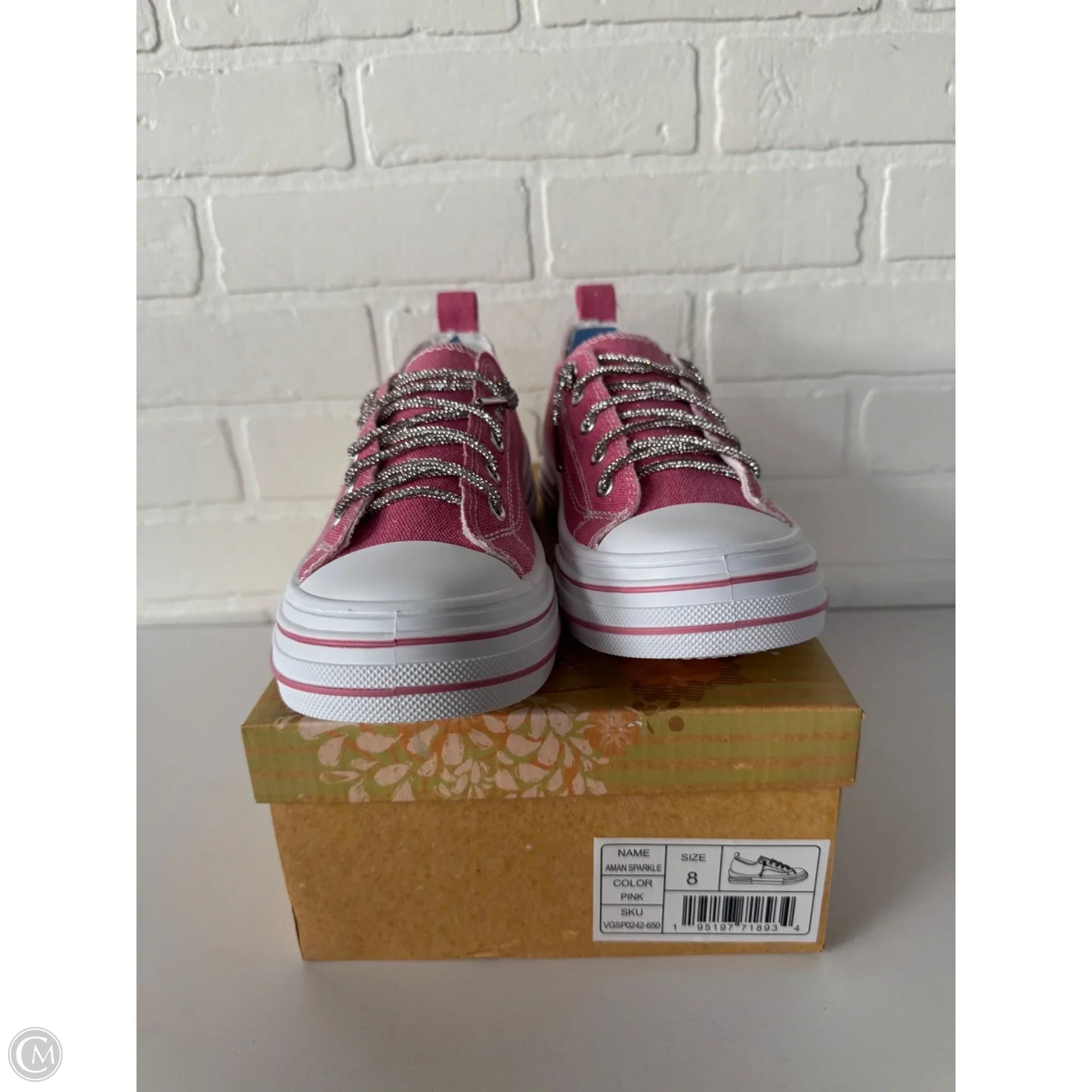 Shoes Sneakers By Very G In Pink & White, Size: 8