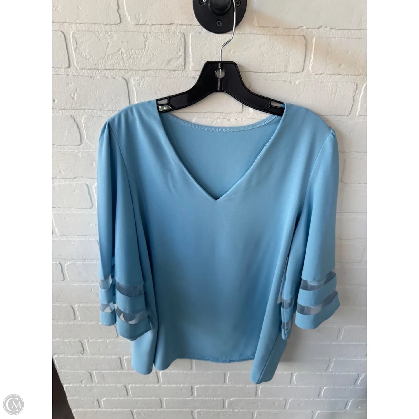 Blouse 3/4 Sleeve By Cmf In Blue, Size: L