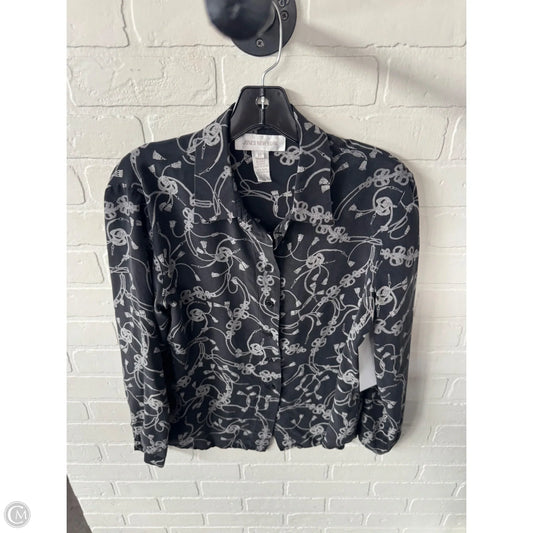 Blouse Long Sleeve By Jones New York In Black & White, Size: M