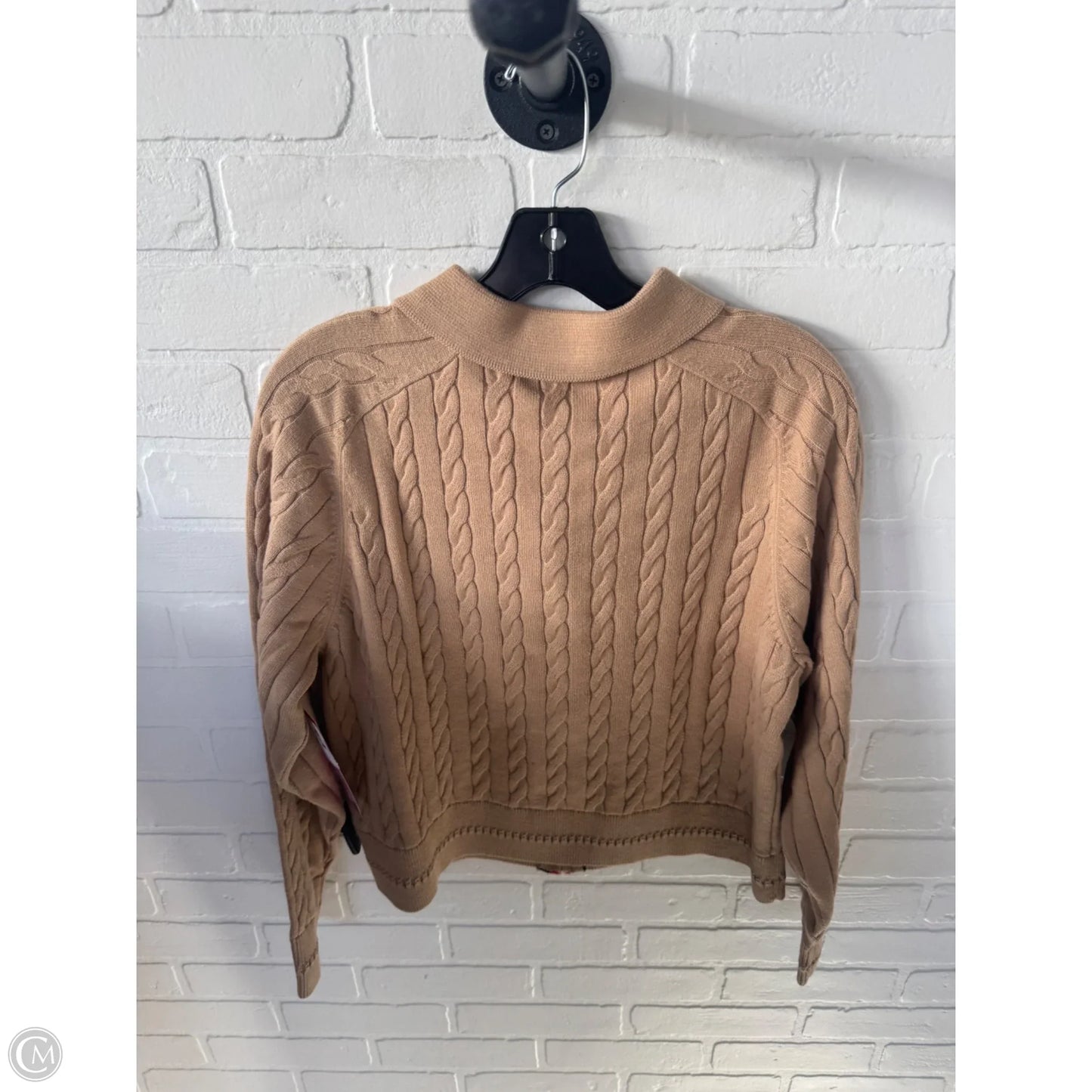 Sweater Cardigan By Talbots In Brown & Red, Size: L