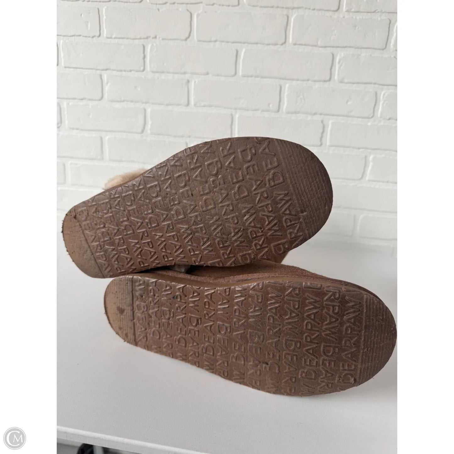 Boots Mid-calf Flats By Bearpaw In Brown & Cream, Size: 10