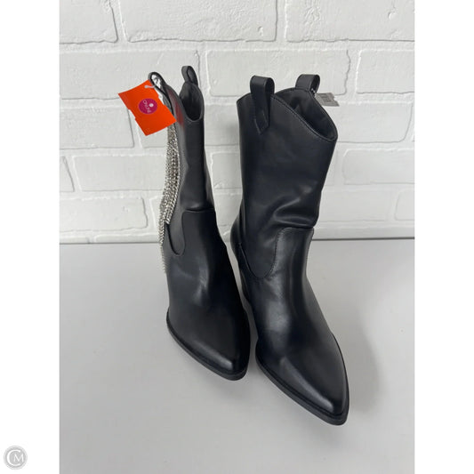 Boots Western By Qupid In Black & Silver, Size: 6