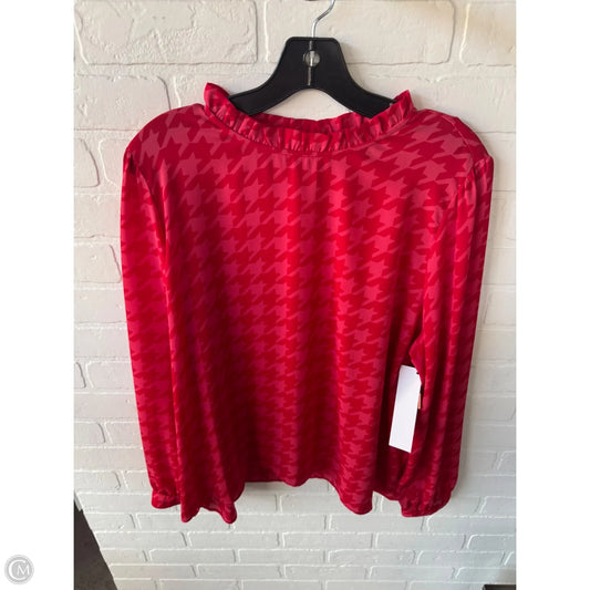 Blouse Long Sleeve By Ann Taylor In Pink & Red, Size: Xl