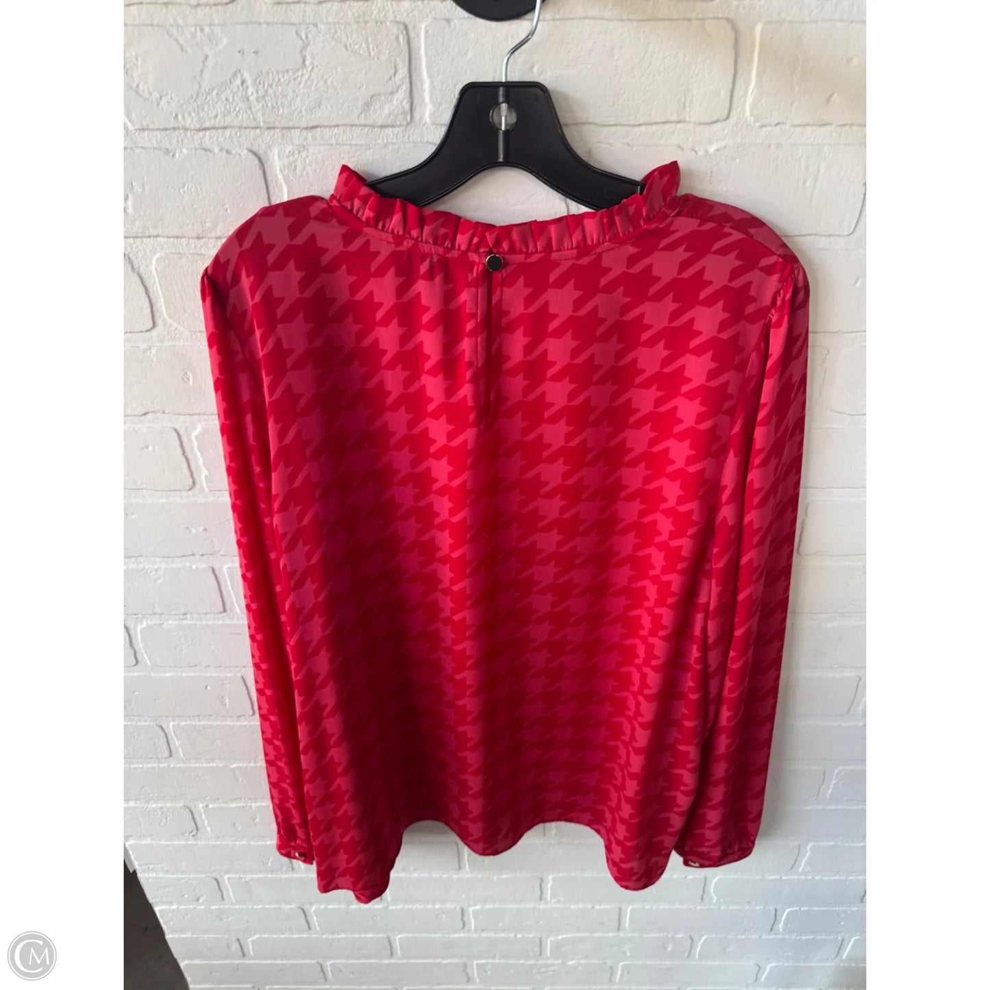 Blouse Long Sleeve By Ann Taylor In Pink & Red, Size: Xl