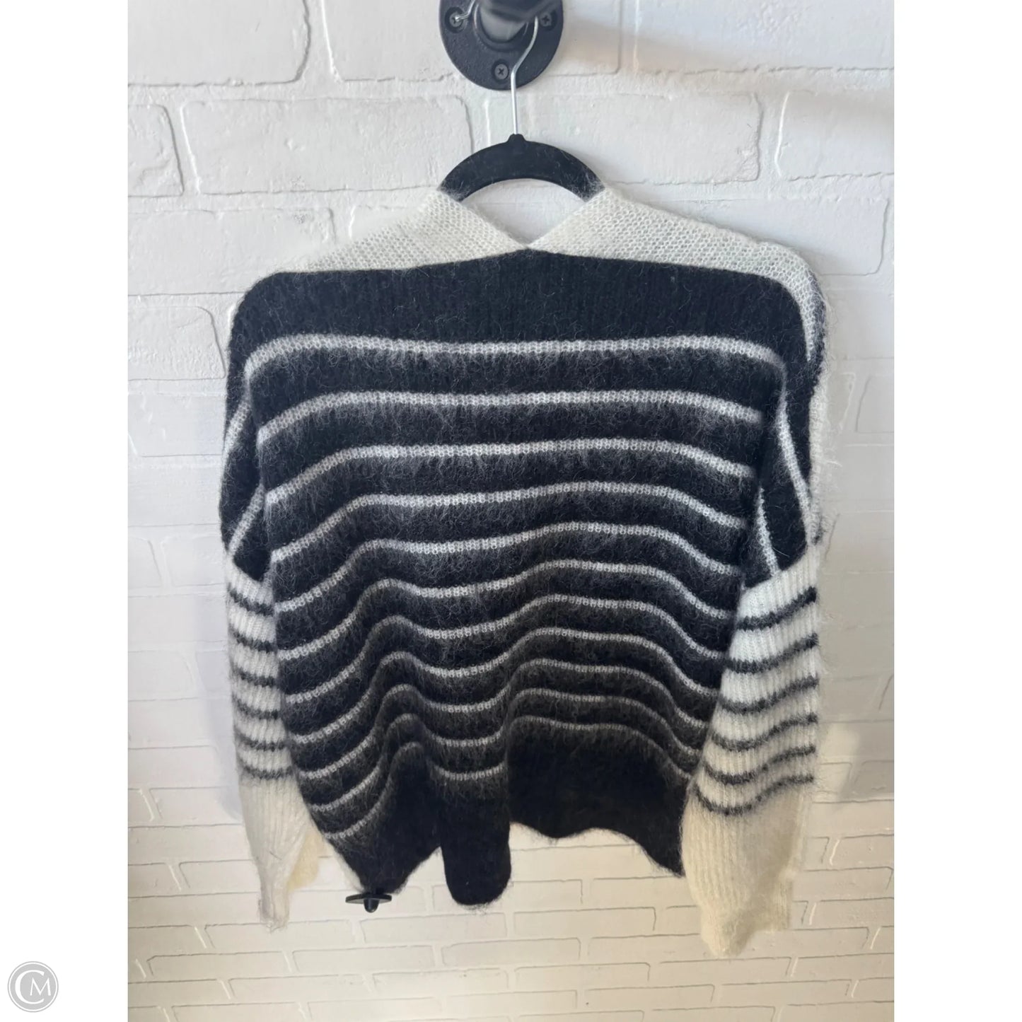 Sweater Cardigan Designer By All Saints In Black & White, Size: L
