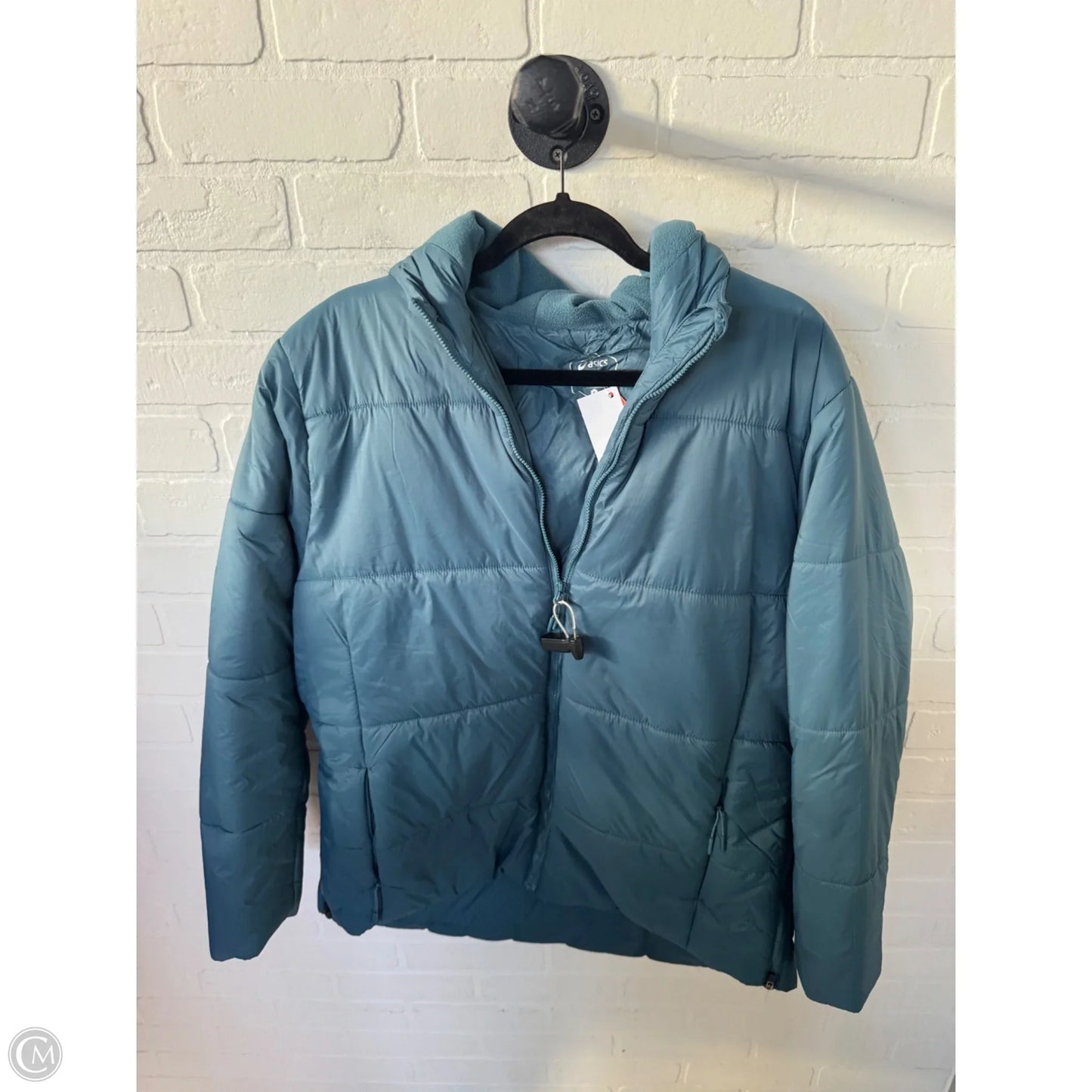 Jacket Puffer & Quilted By Asics In Teal, Size: L