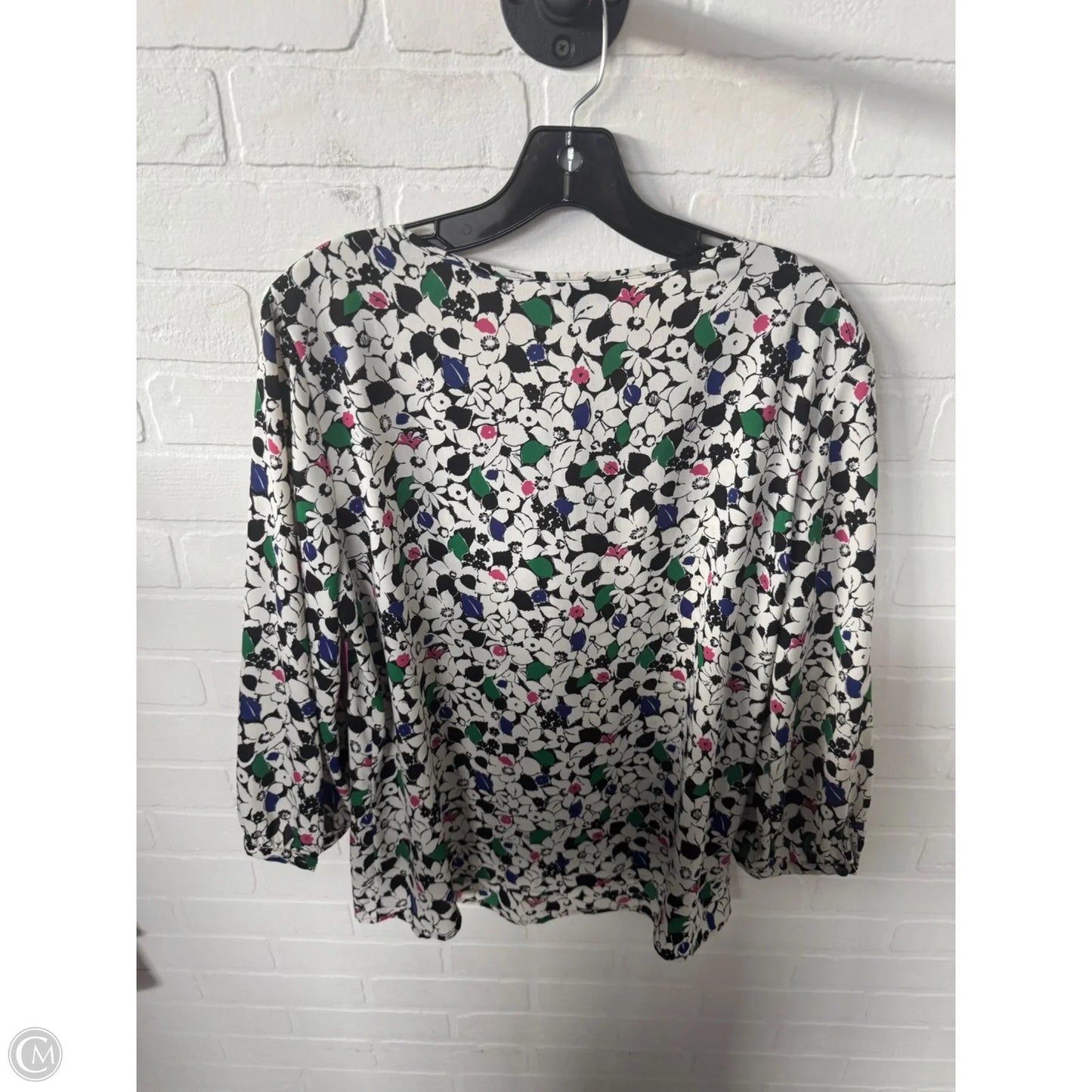 Blouse 3/4 Sleeve By Talbots In Black & White, Size: L