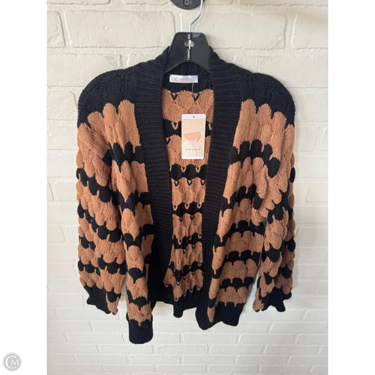 Sweater Cardigan By Kirundo In Black & Tan, Size: S