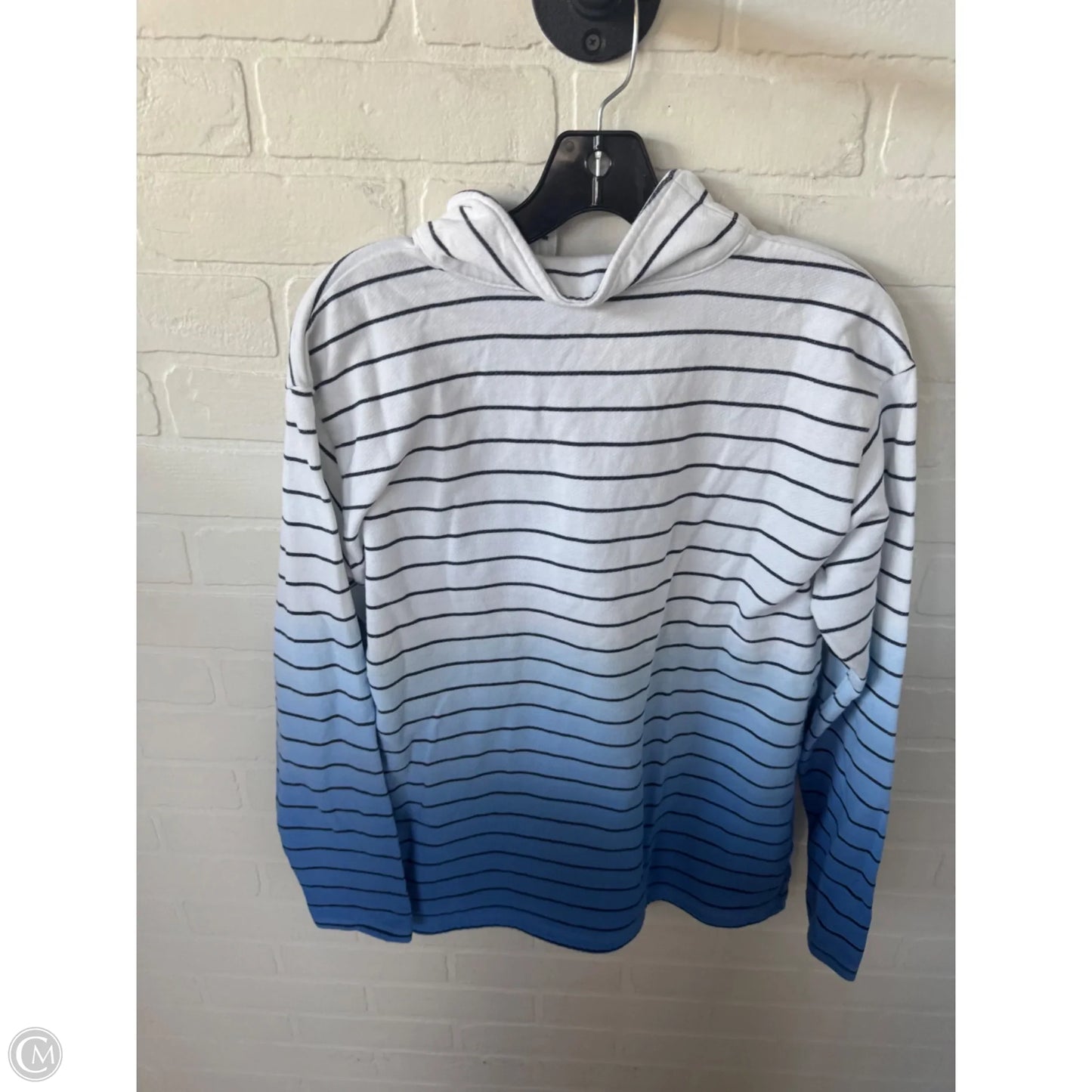 Sweatshirt Collar By Talbots In Blue & White, Size: M