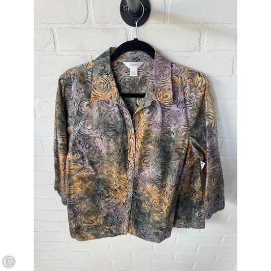 Top 3/4 Sleeve By Cj Banks In Green & Purple, Size: 1x