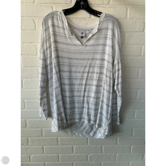 Top Long Sleeve By Cabi In Grey & White, Size: M