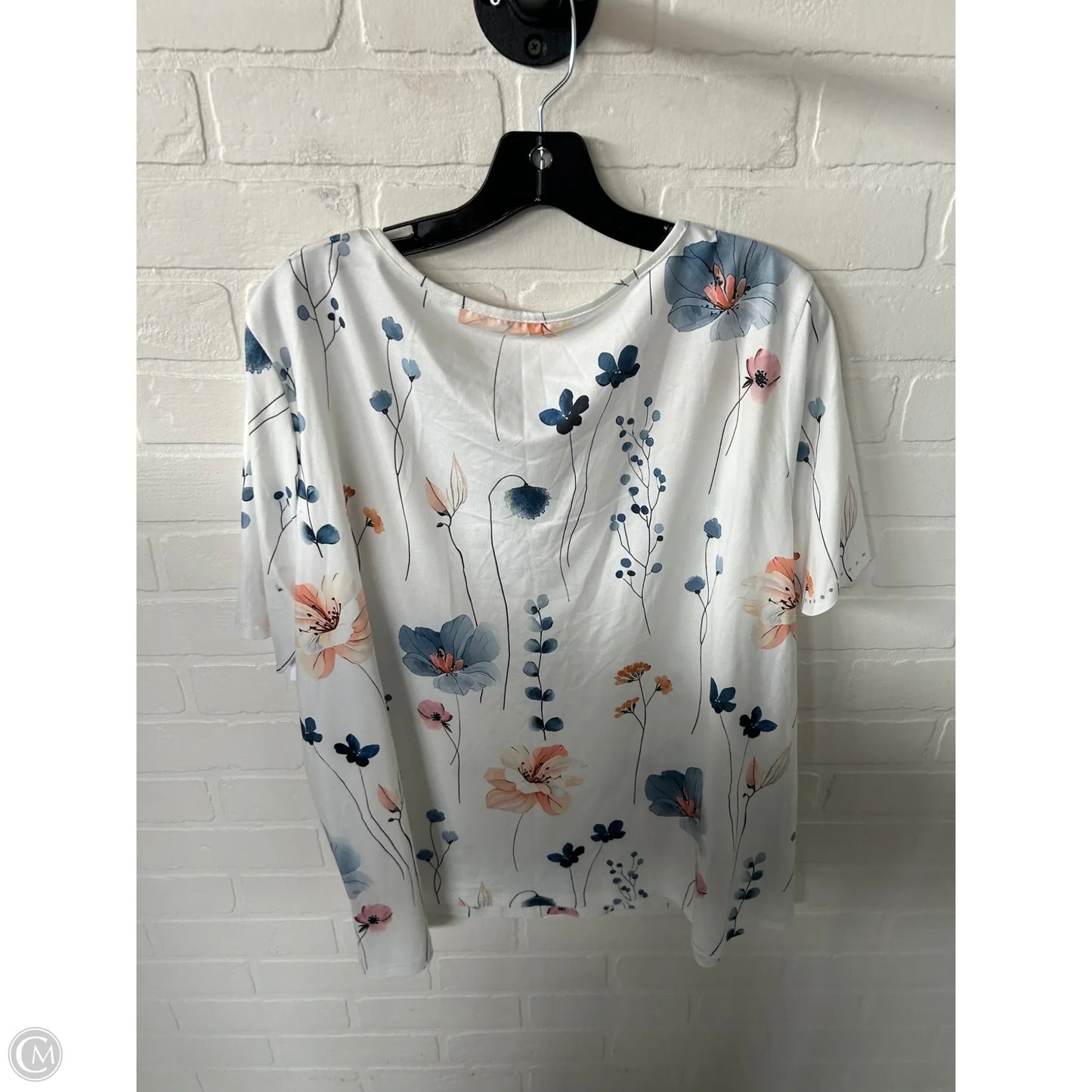 Top Short Sleeve By Cme In Blue & White, Size: 2x