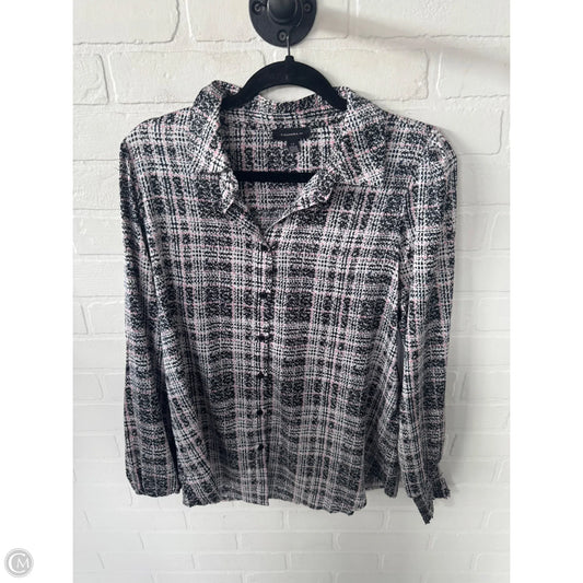 Blouse Long Sleeve By Tahari In Black & White, Size: L