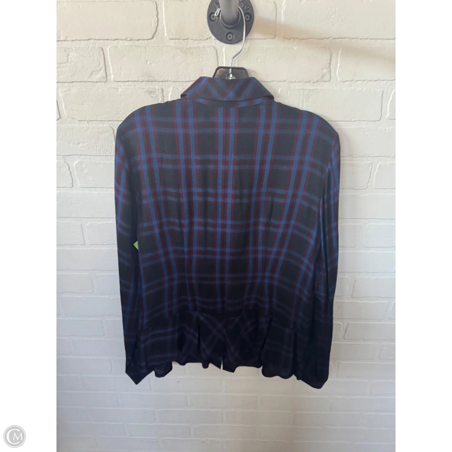 Blouse Long Sleeve By Cabi In Black & Blue, Size: S