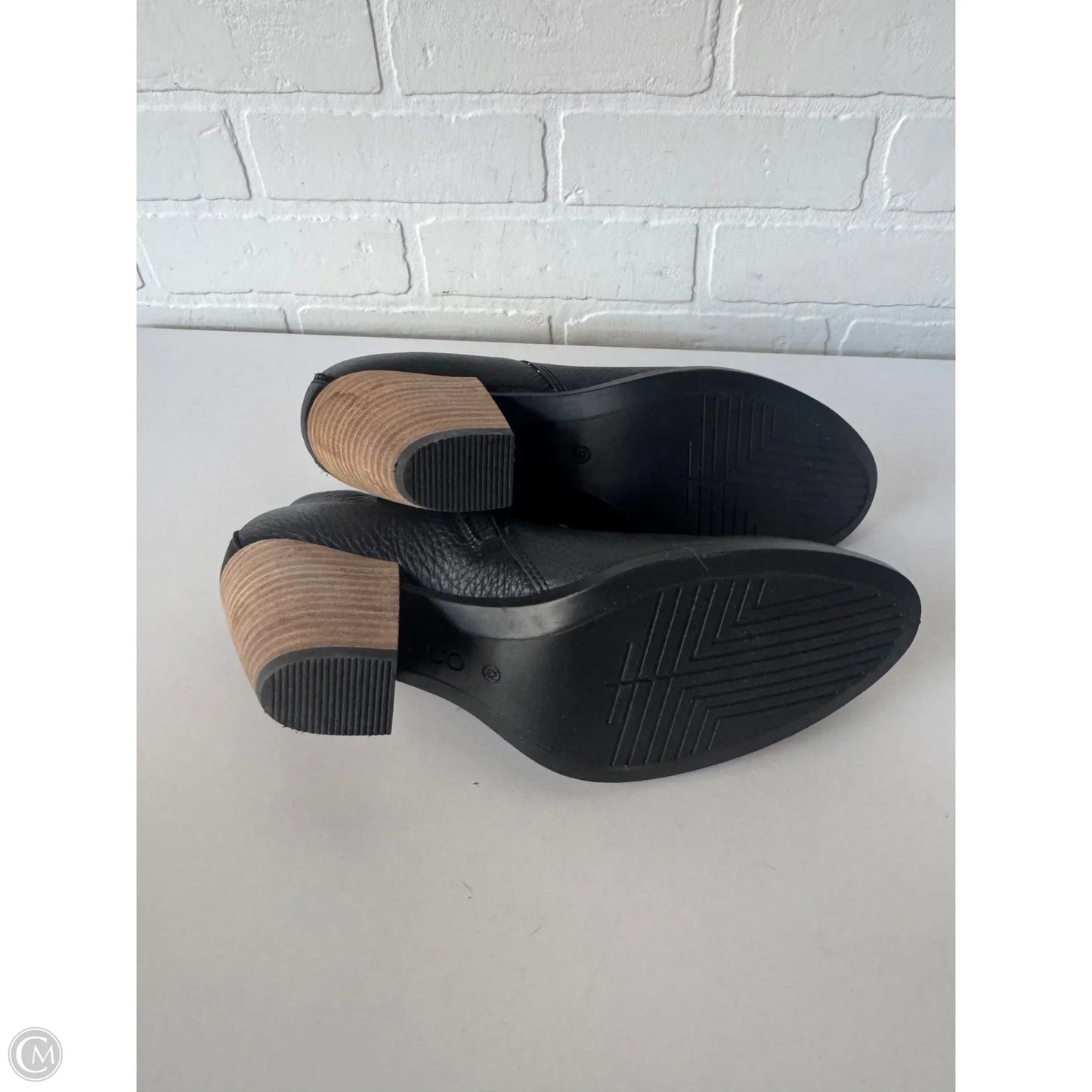 Boots Ankle Heels By Ecco In Black & Brown, Size: 11.5