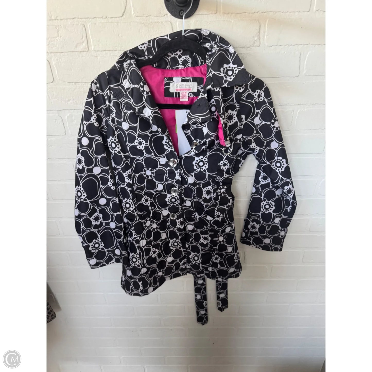 Jacket Windbreaker By Clothes Mentor In Black & White, Size: L