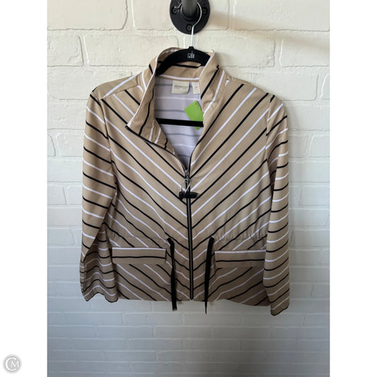 Jacket Shirt By Chicos In Tan & White, Size: 0