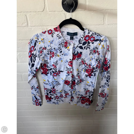 Sweater Cardigan By Karen Scott In Blue & Red & White, Size: Xsp