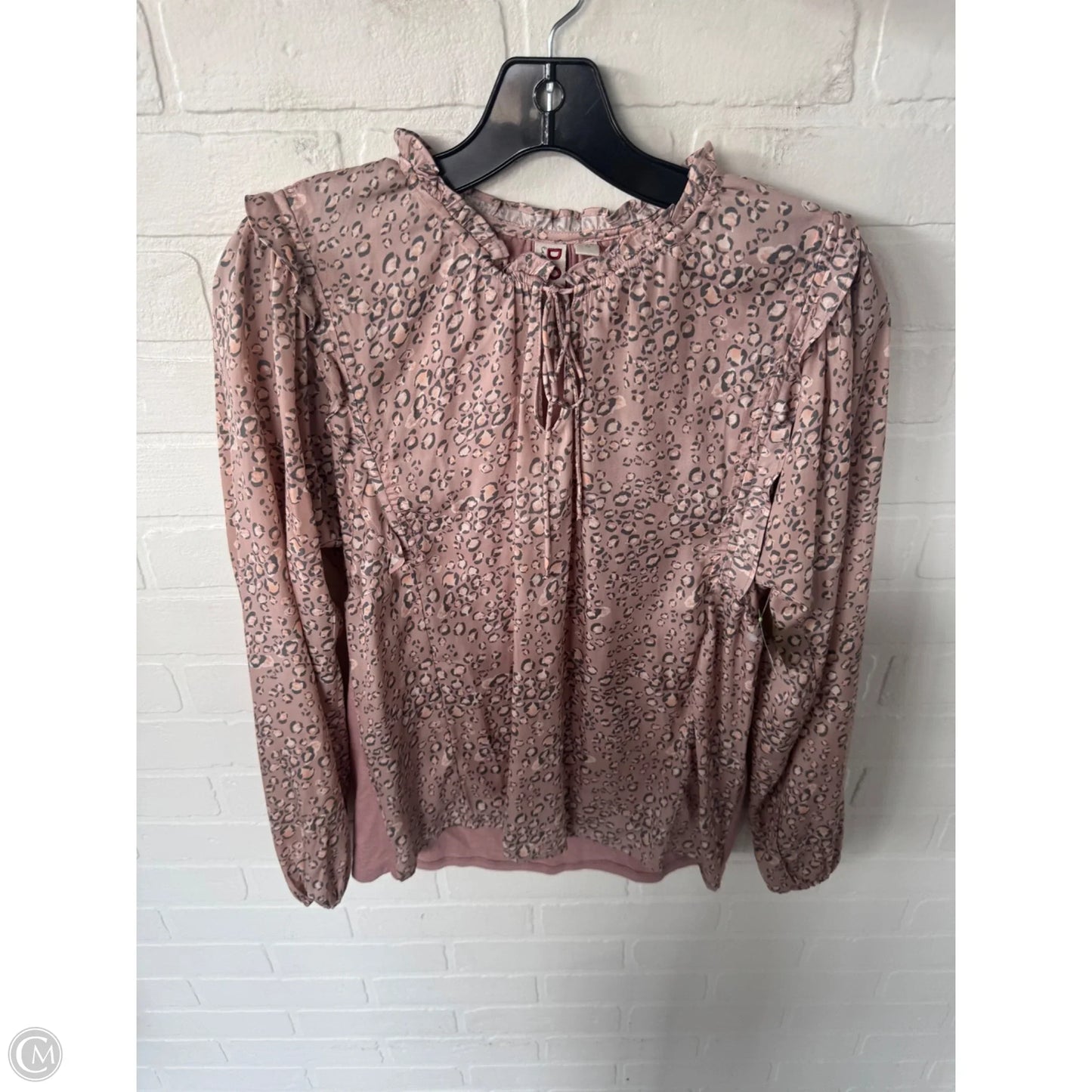 Top Long Sleeve By Dolan Left Coast In Grey & Pink, Size: Xs