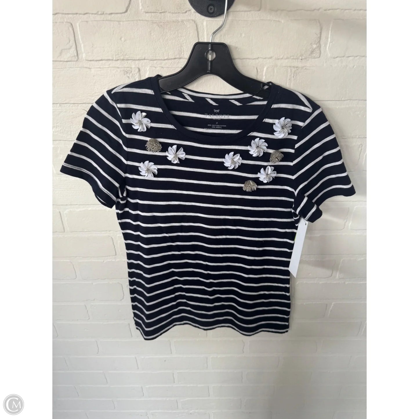 Top Short Sleeve By Talbots In Blue & White, Size: Xsp
