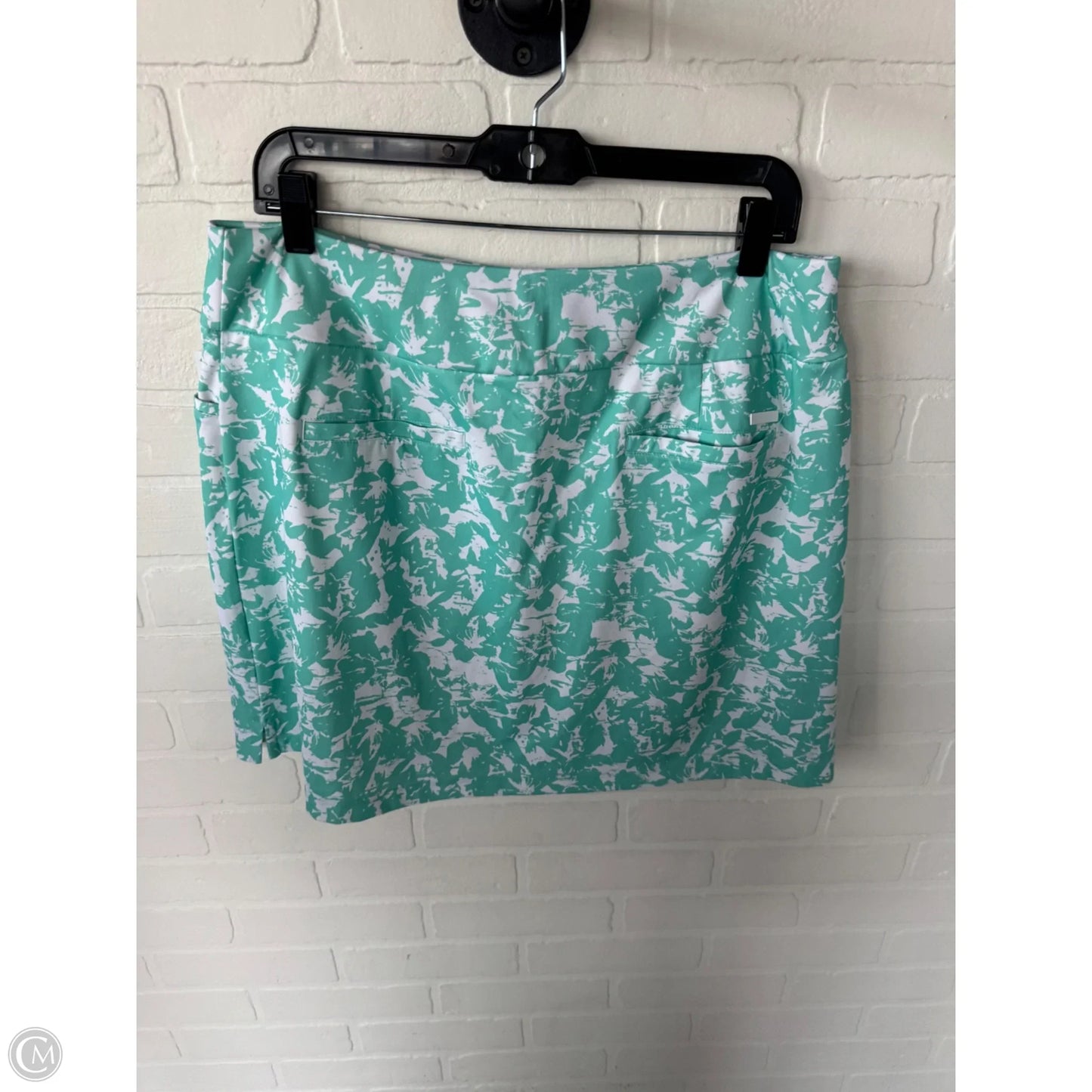 Athletic Skort By Adidas In Green & White, Size: 12