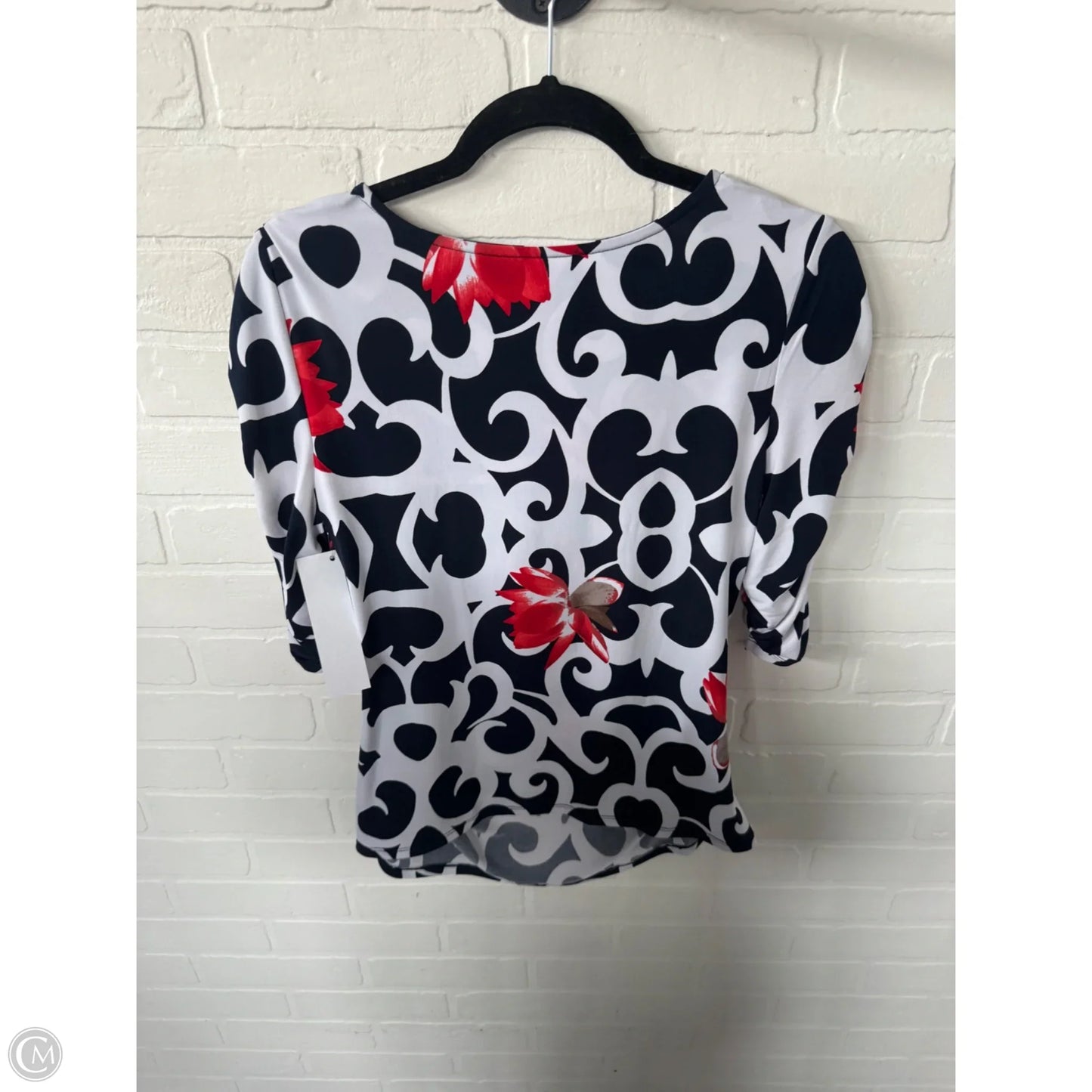 Blouse Short Sleeve By Alfani In Blue & Red & White, Size: M