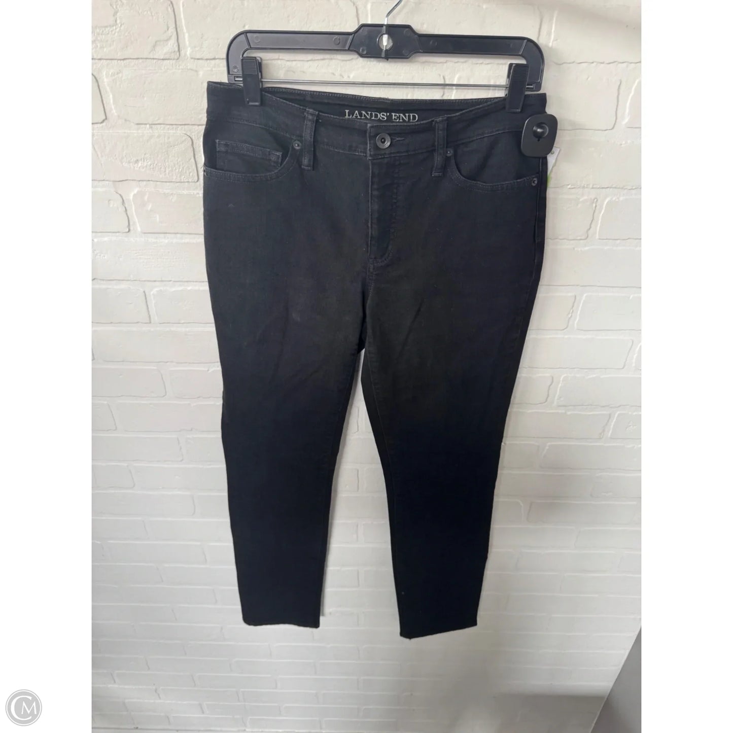 Jeans Straight By Lands End In Black Denim, Size: 10