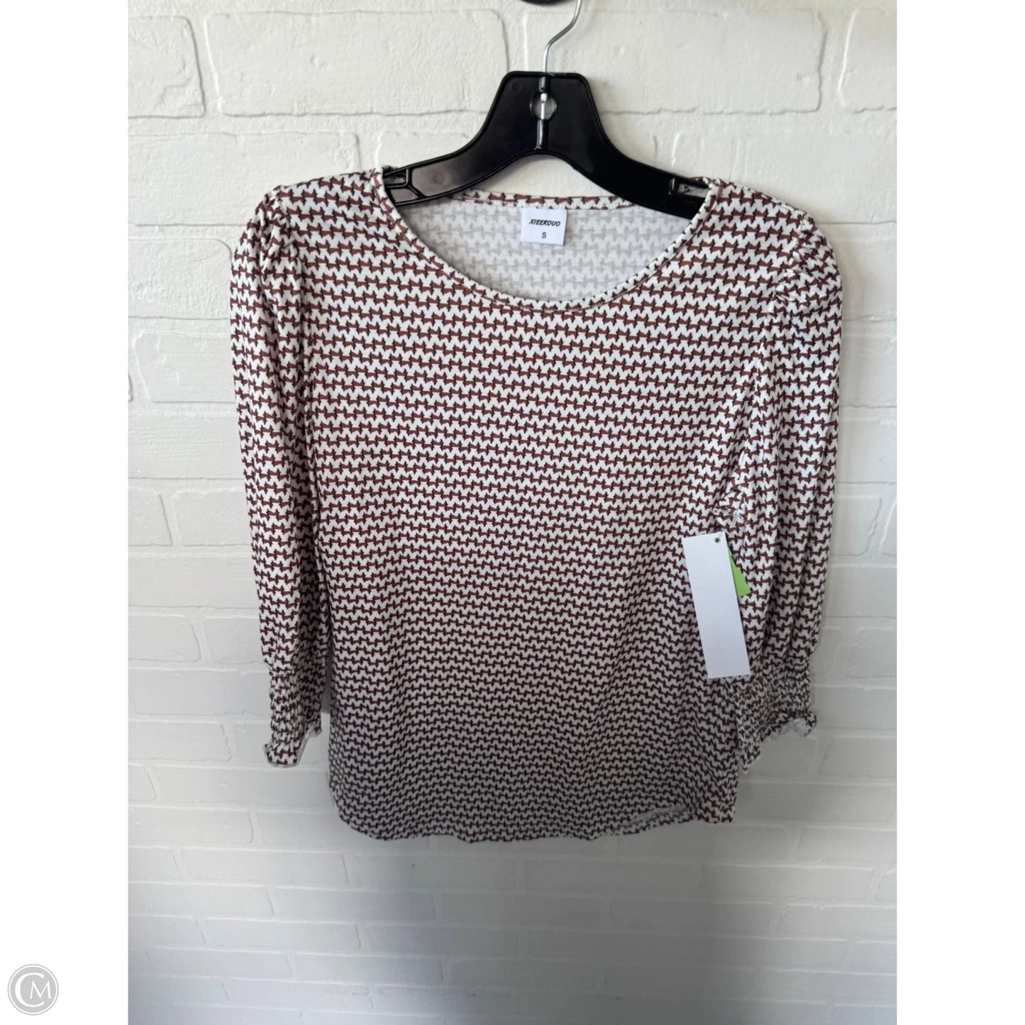 Top 3/4 Sleeve By Cme In Brown & White, Size: S