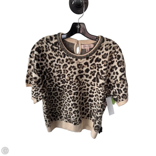 Sweater Short Sleeve By Philosophy In Brown & Cream, Size: Xl