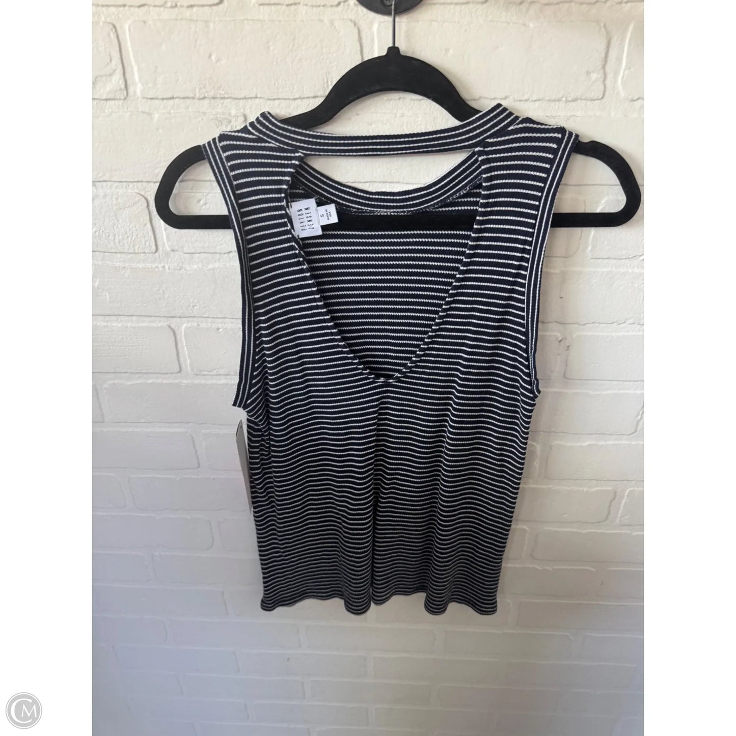 Top Sleeveless By Peyton Jensen In Blue & White, Size: S