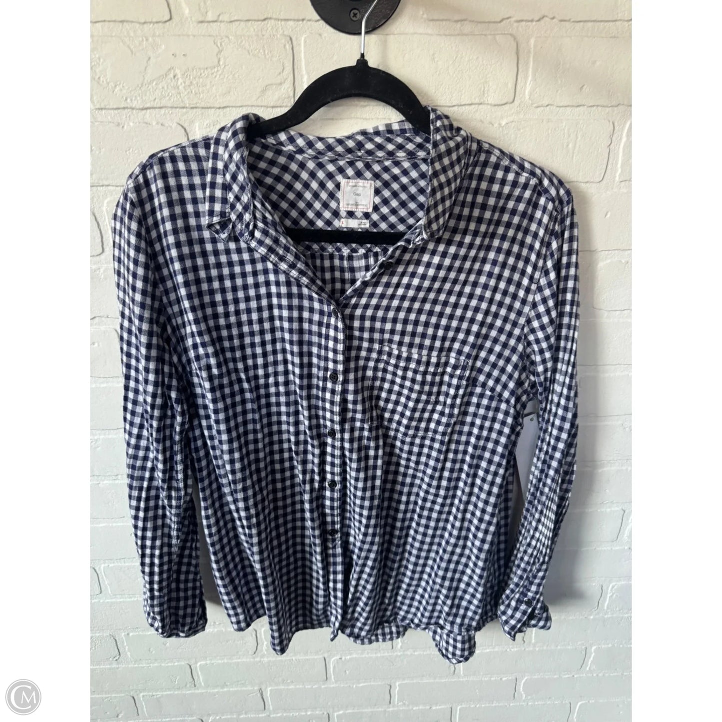 Top Long Sleeve By Gap In Blue & White, Size: L