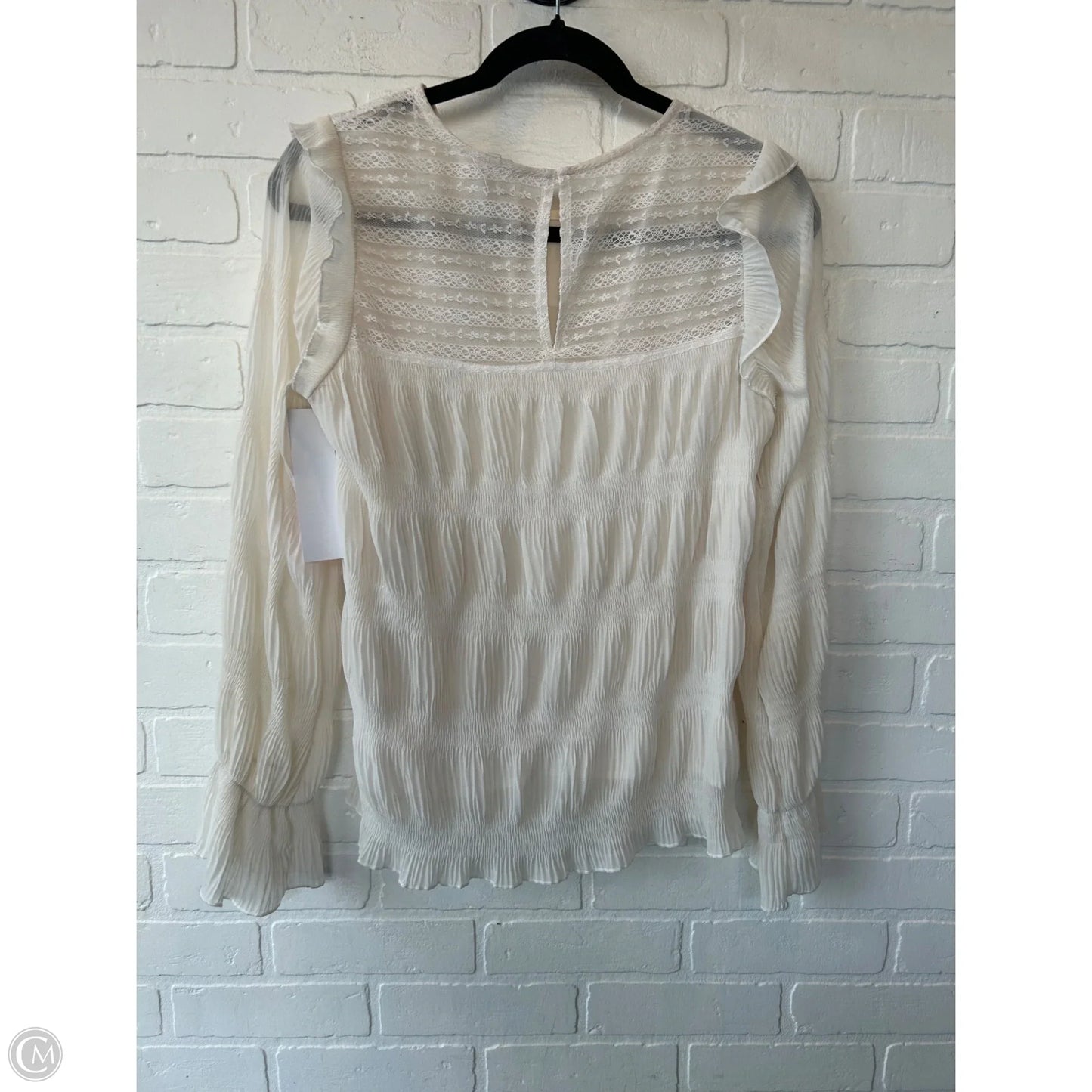 Blouse Long Sleeve By Roolee In Cream, Size: S