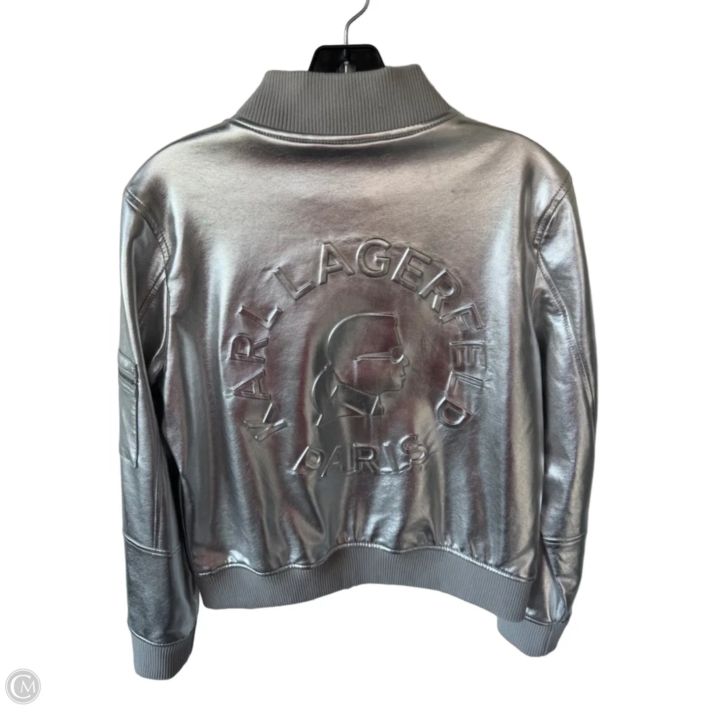 Jacket Designer By Karl Lagerfeld In Silver, Size: S