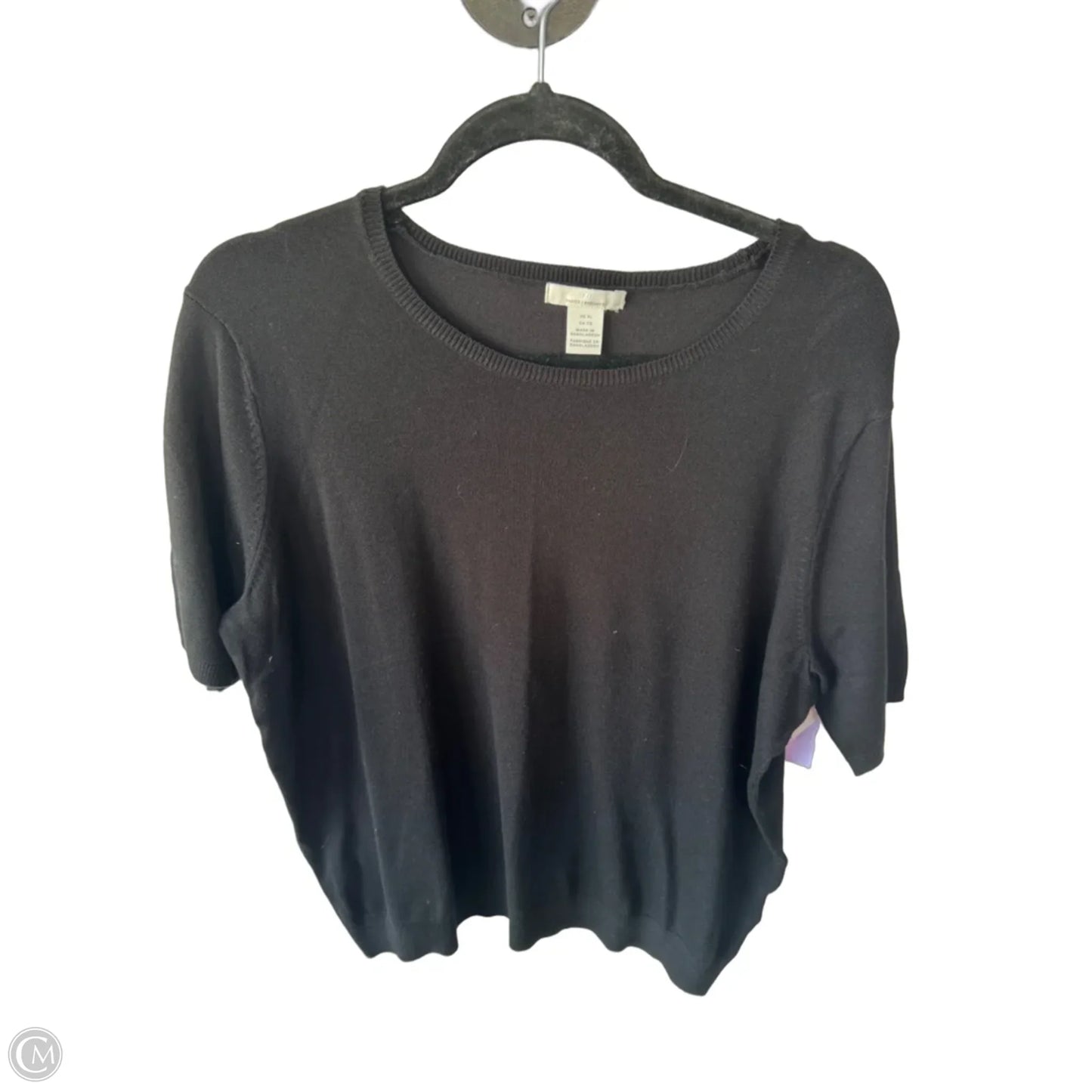 Sweater Short Sleeve By H&m In Black, Size: Xl
