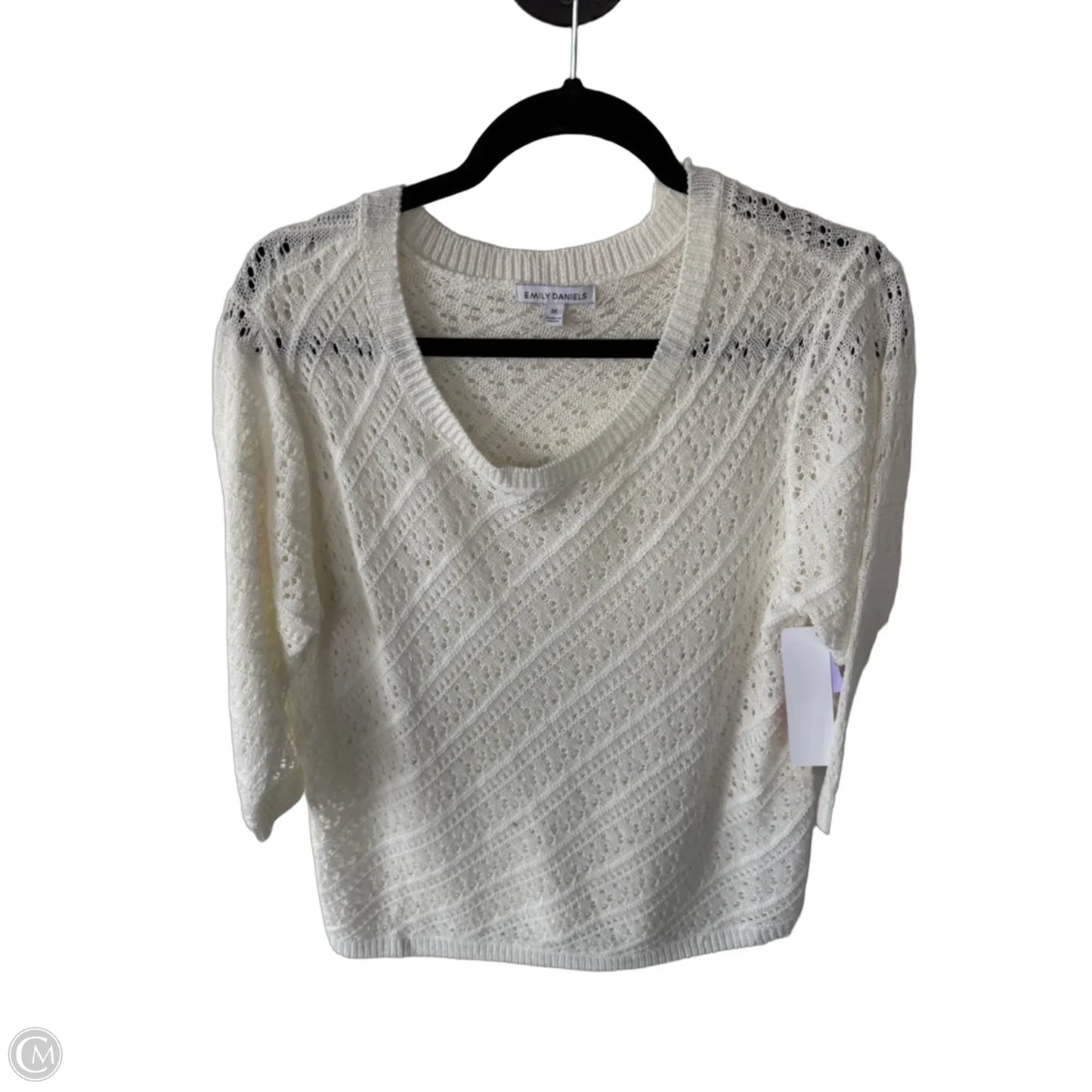 Sweater Short Sleeve By Emily Daniels In White, Size: M