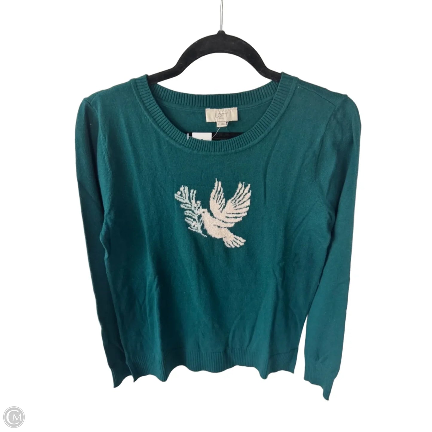 Sweater By Loft In Green & White, Size: S