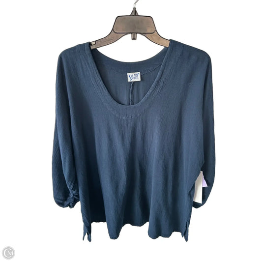 Blouse 3/4 Sleeve By Oh My Gauze In Navy, Size: Xxl