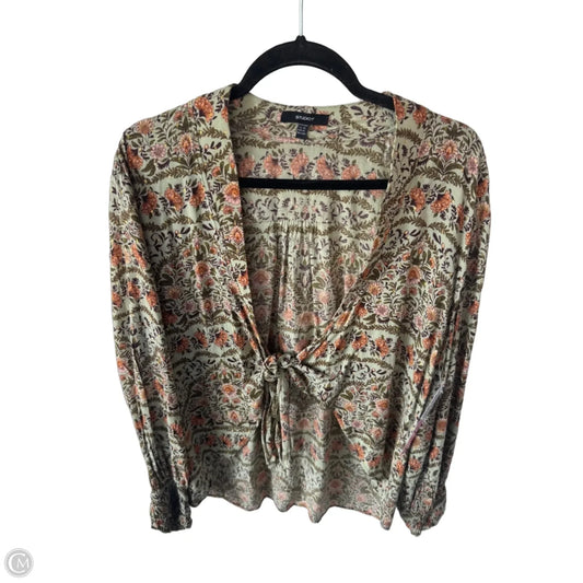 Blouse Long Sleeve By Clothes Mentor In Green & Orange, Size: Xxs