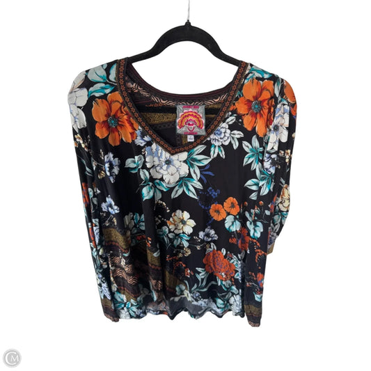 Top Long Sleeve Designer By Johnny Was In Black & Orange, Size: L