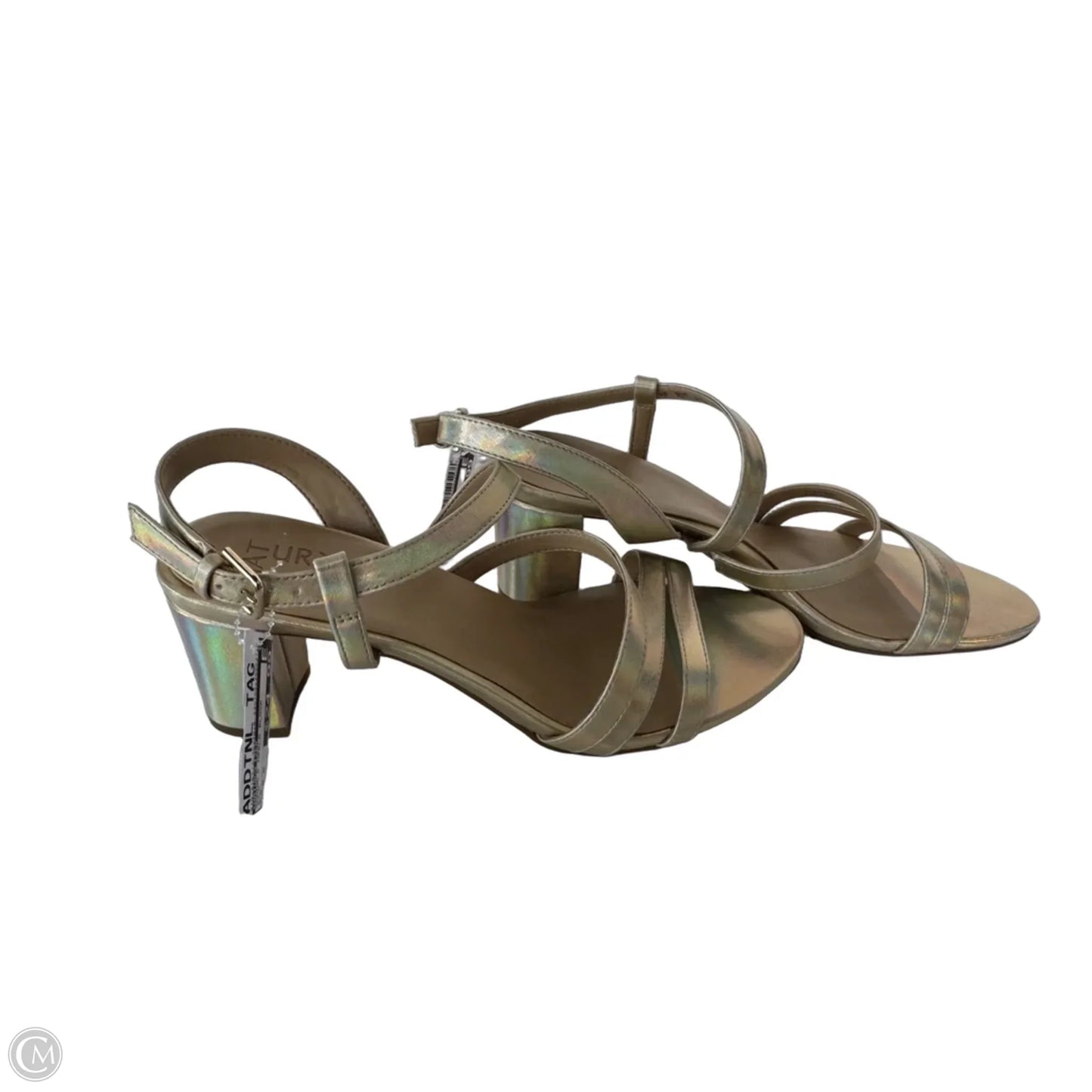 Sandals Heels Block By Naturalizer In Gold, Size: 9.5